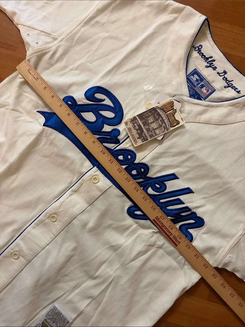 STARTER White and Royal Blue "Brooklyn" Baseball Jersey - Picture 11 of 14